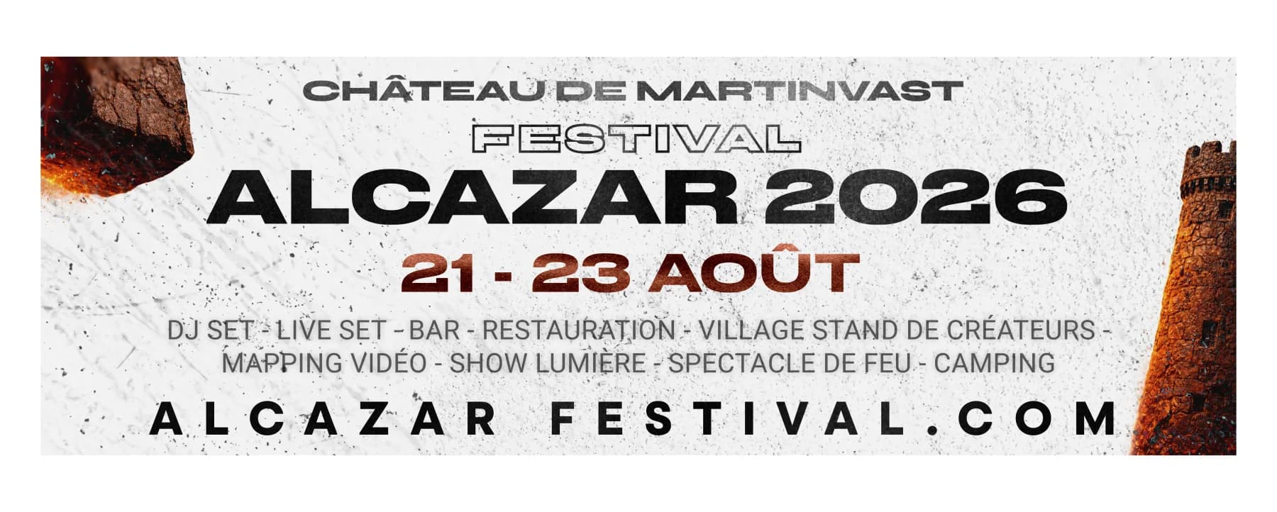 Bâche publicitaire Alcazar 2026, 21 – 23 août