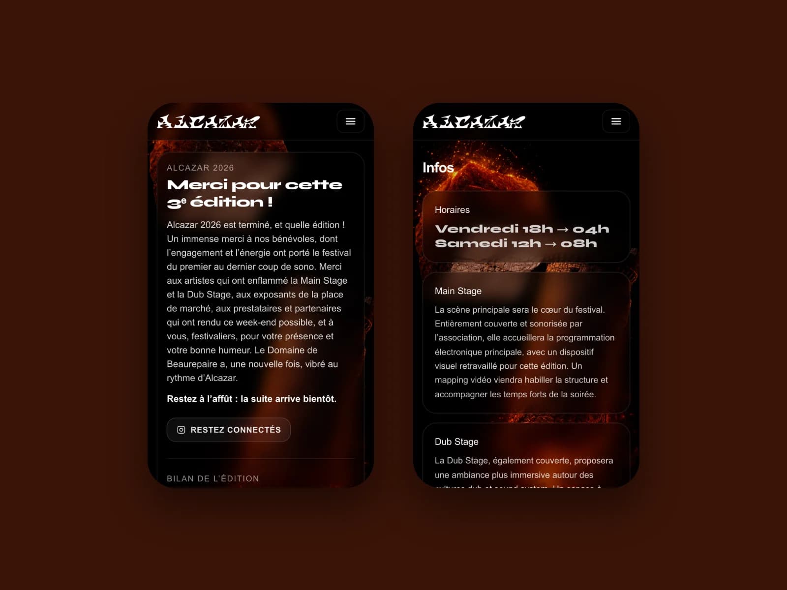 Le site Alcazar sur mobile : accueil et infos pratiques