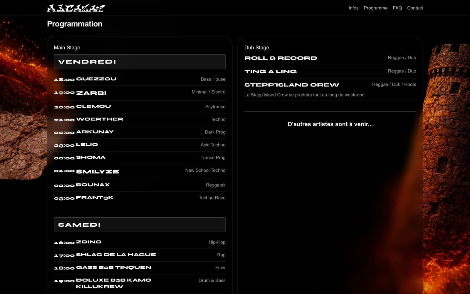 Programmation des deux scènes sur alcazarfestival.com
