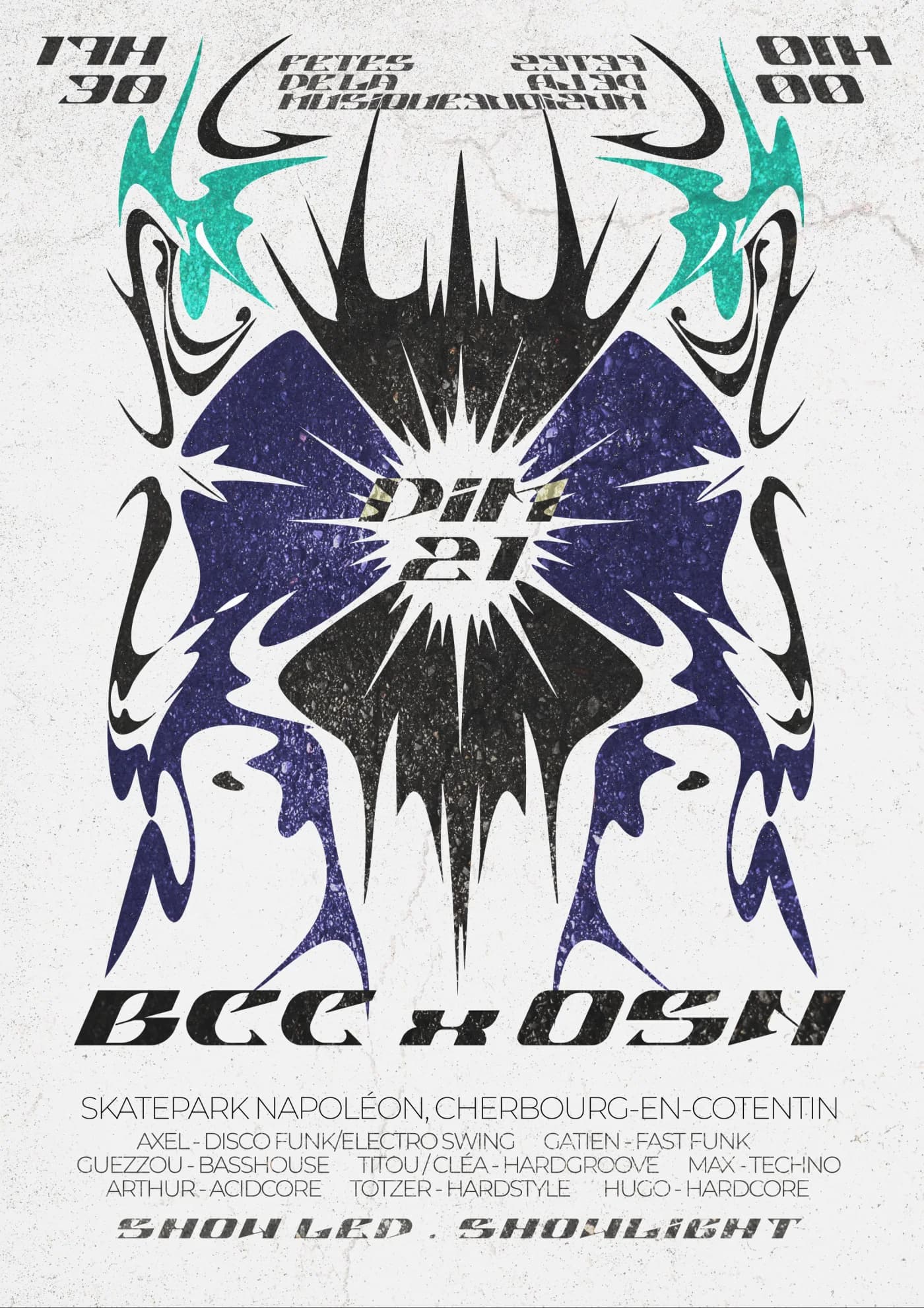 Affiche A4 BCC × OSN, version violette et turquoise