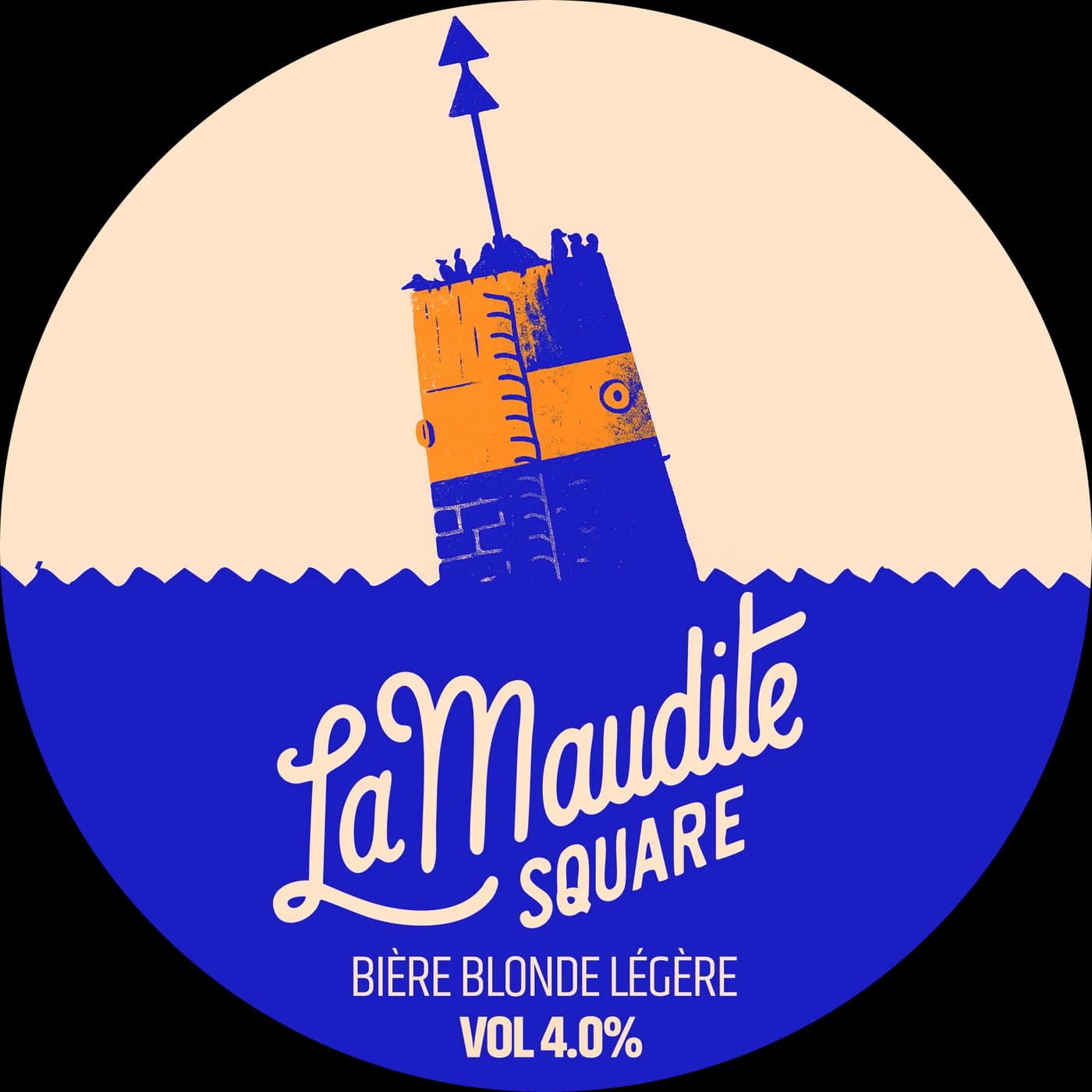 Étiquette ronde de la bière La Maudite Square