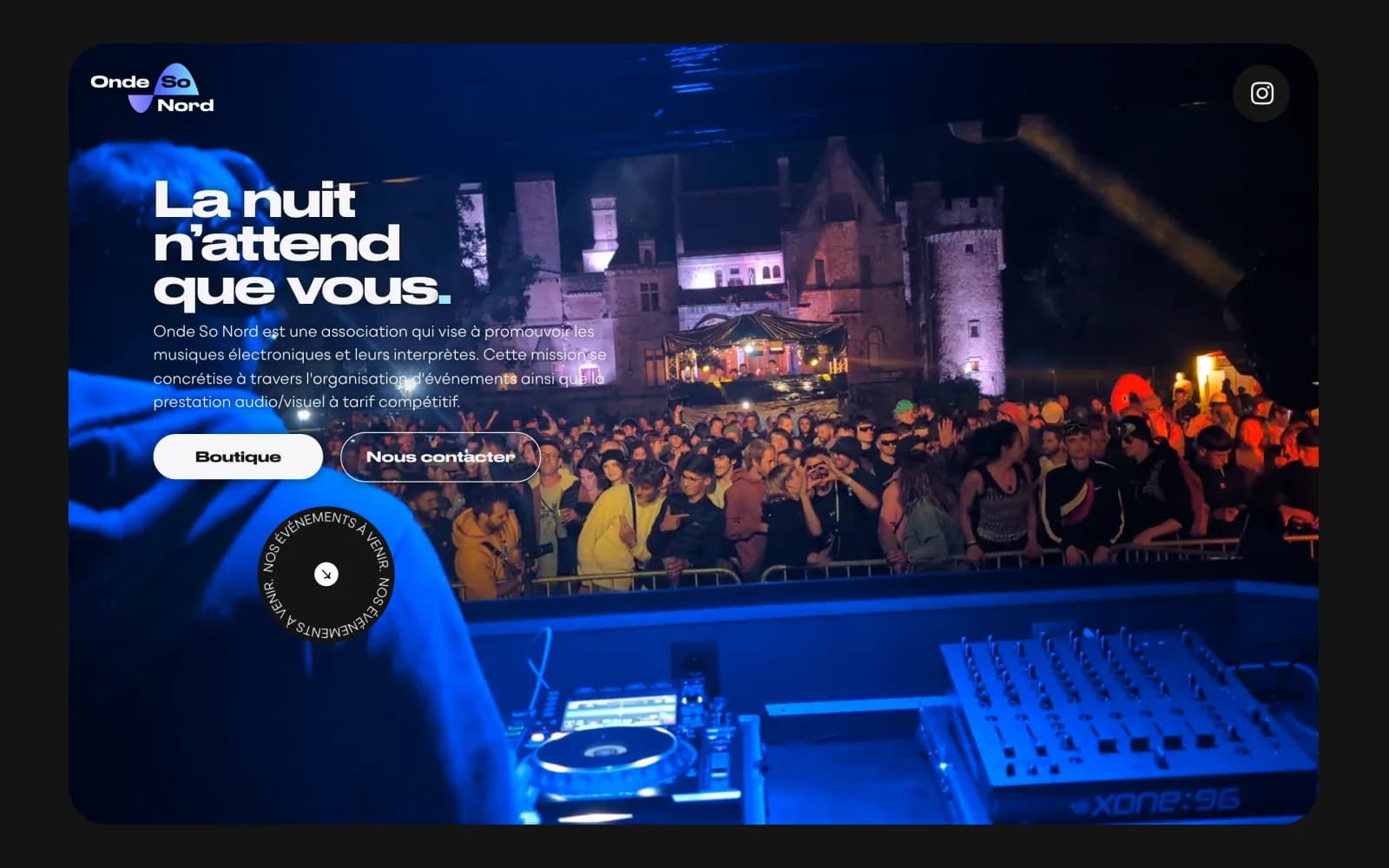 Accueil du site Onde So Nord : « La nuit n'attend que vous. »