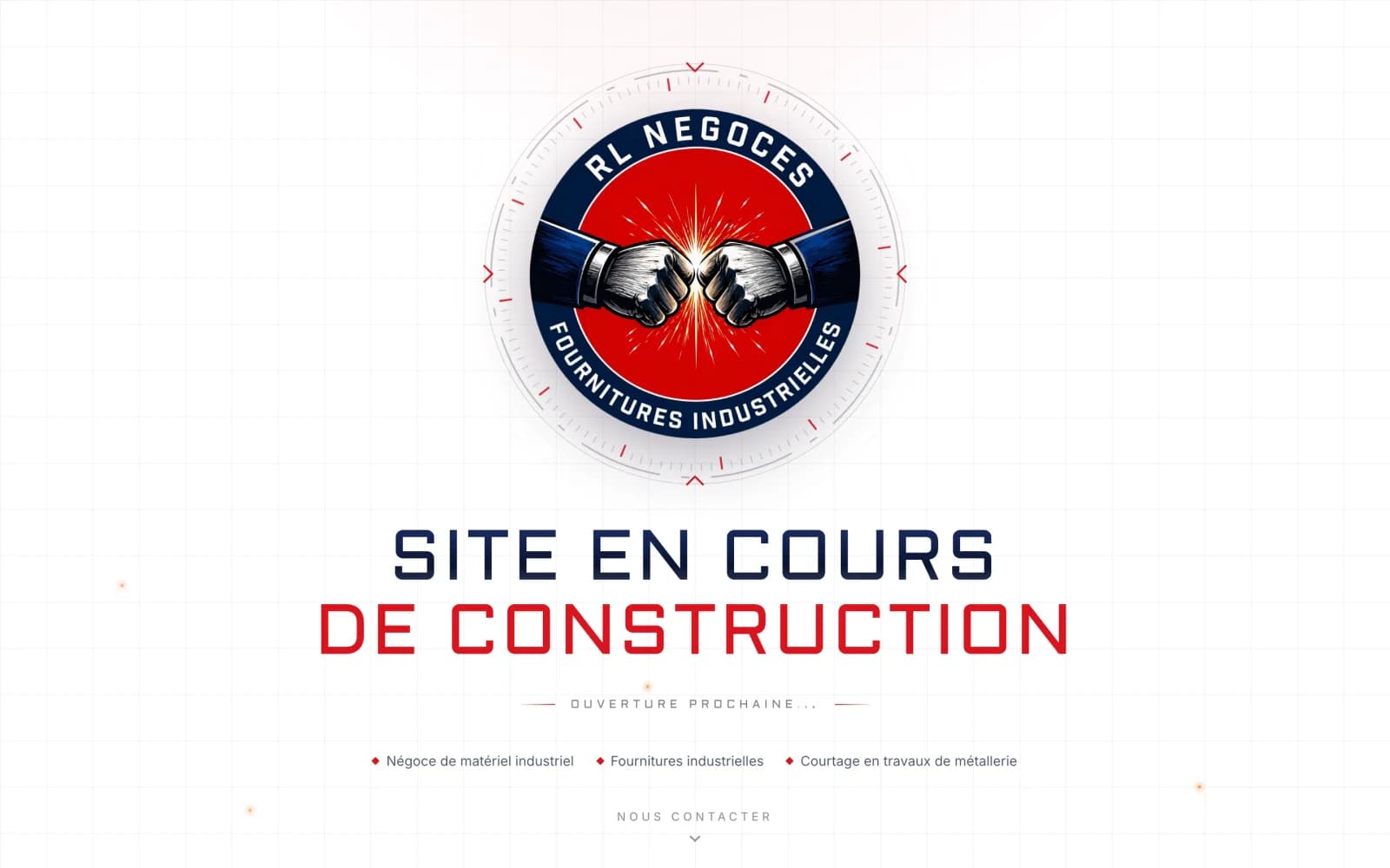 Page d'accueil de rlnegoces.com : emblème et « Site en cours de construction »