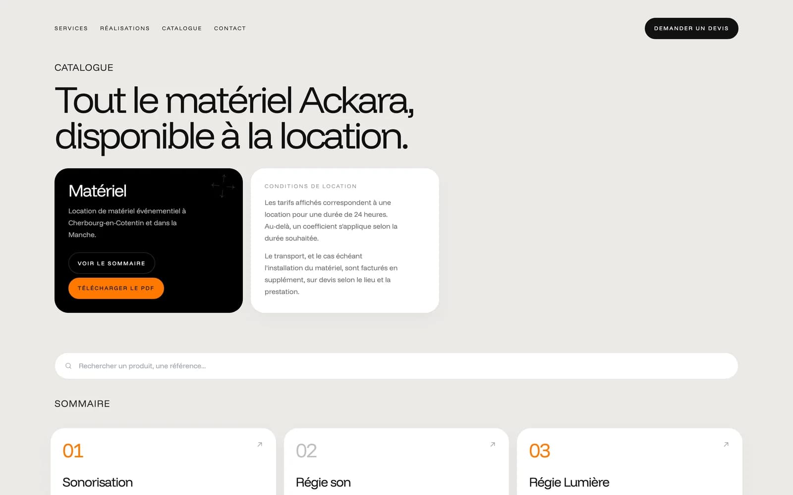 Catalogue de location en ligne Ackara