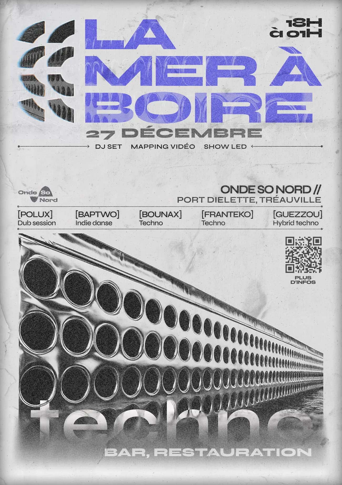 Affiche de la soirée techno La Mer à Boire, 27 décembre